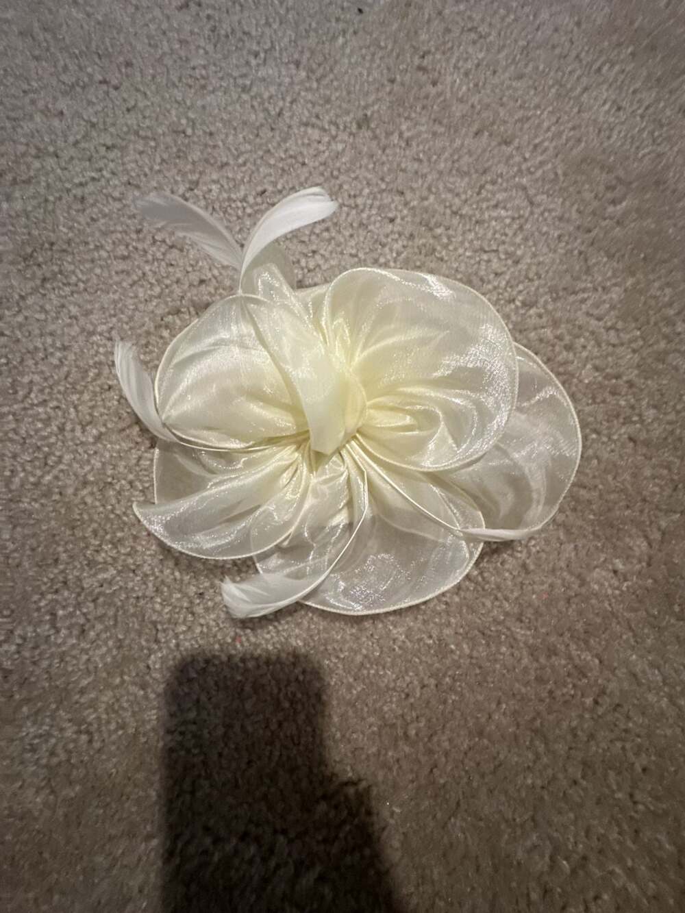 FUZHIQ Organza Flower and Feather Fascinator Hair Clip